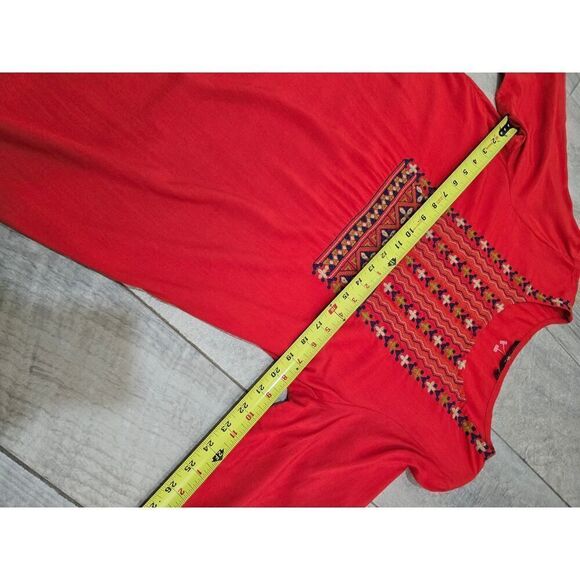 Melange Orange Midi Dress Embroider Summer Lagenlook Comfort Size L - Picture 6 of 8